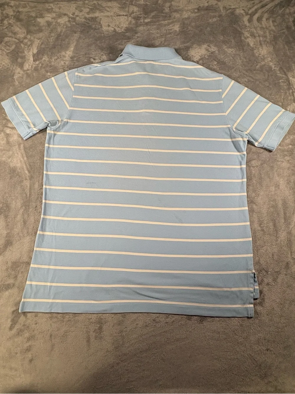 Ralph Lauren Light Blue and White Striped Polo with Yellow Pony